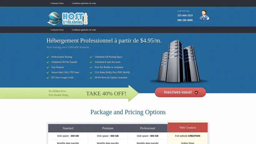Host Streaming homepage screenshot