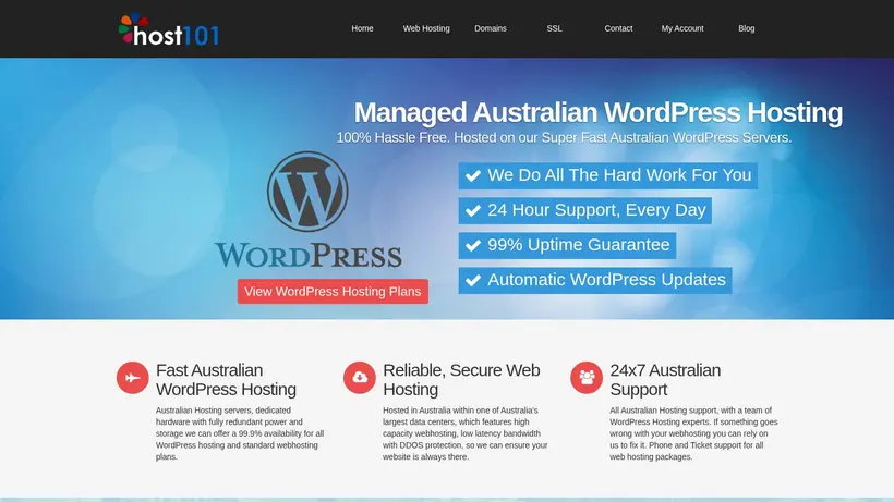 Host101 homepage screenshot