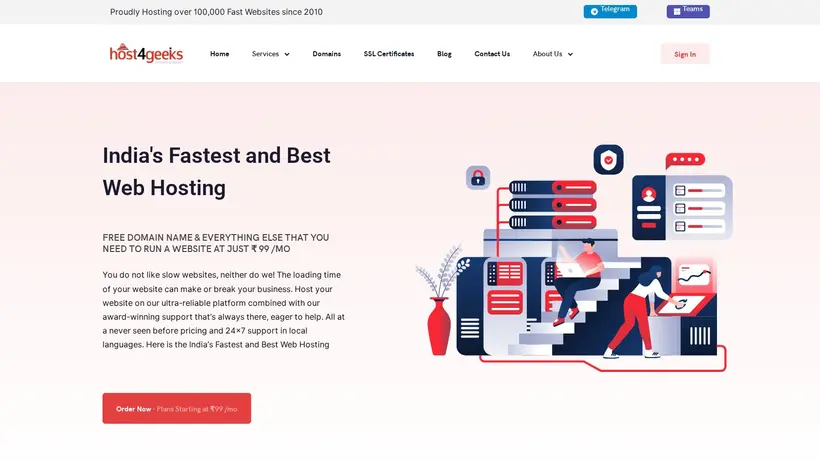 Host4Geeks India homepage screenshot