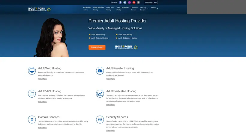 Host4Porn homepage screenshot