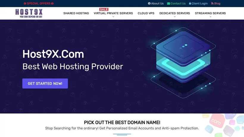 Host9x homepage screenshot
