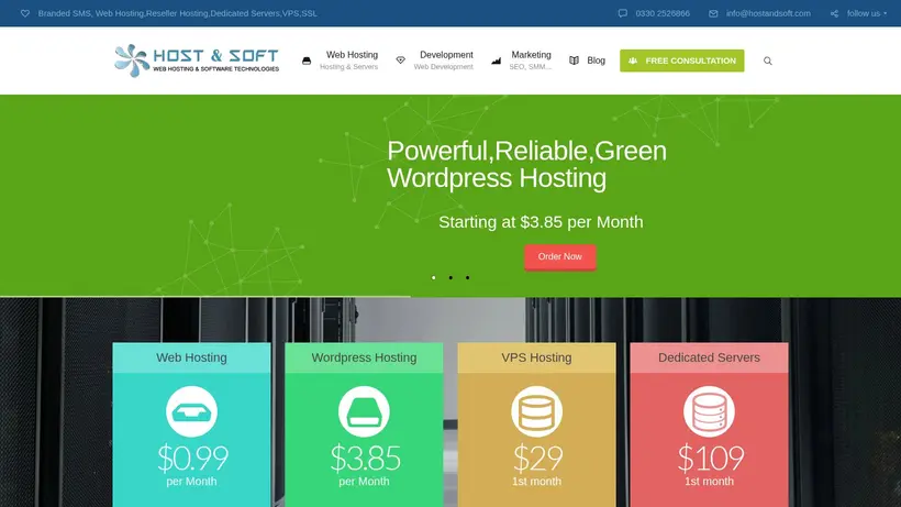 HostAndSoft homepage screenshot