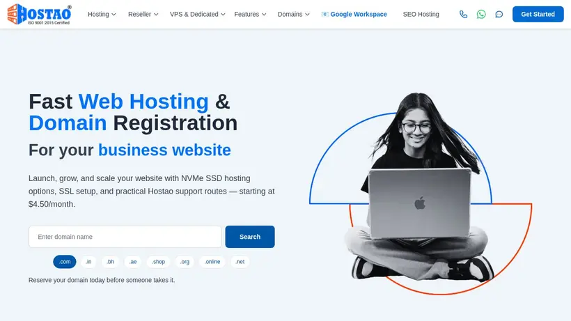 Hostao homepage screenshot