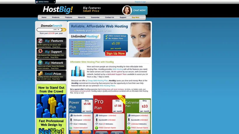 HostBig homepage screenshot