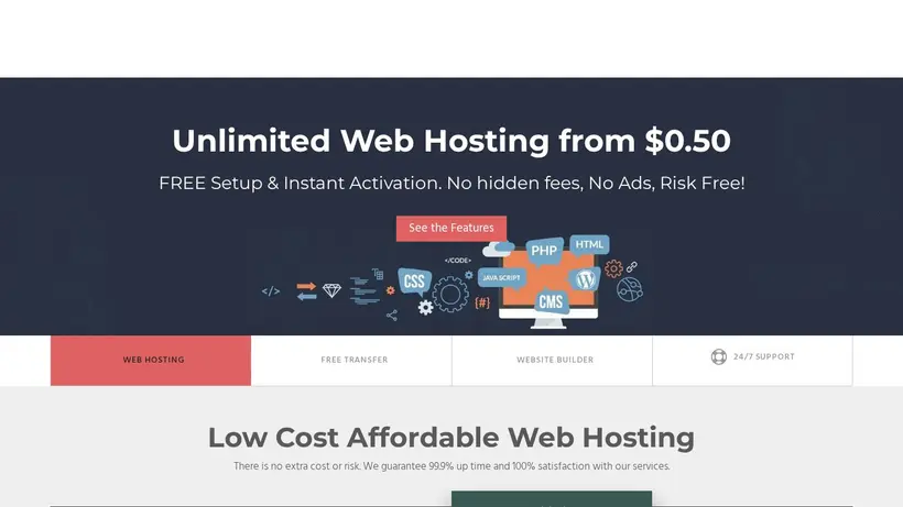 HostBlast homepage screenshot