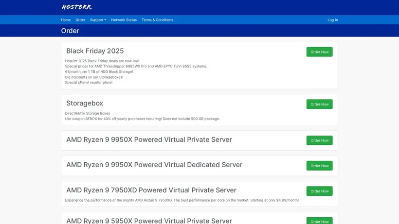 Hostbrr homepage screenshot