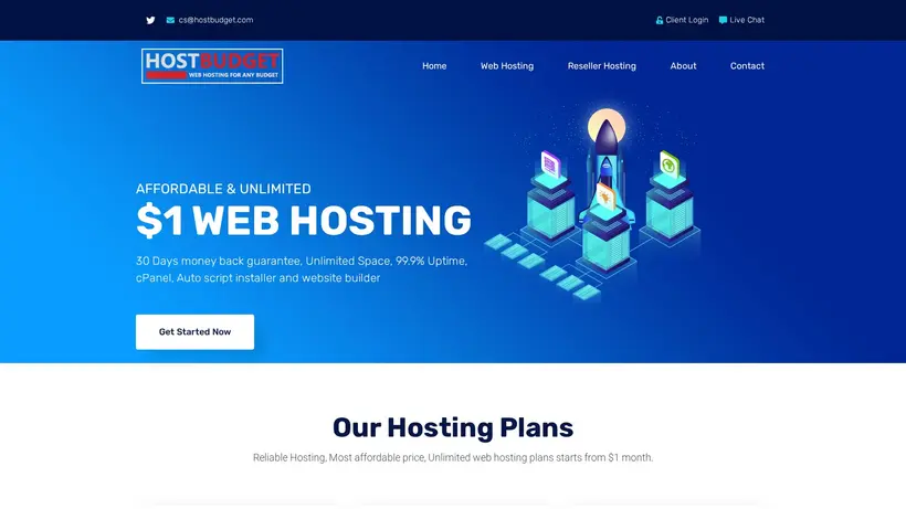 HostBudget homepage screenshot