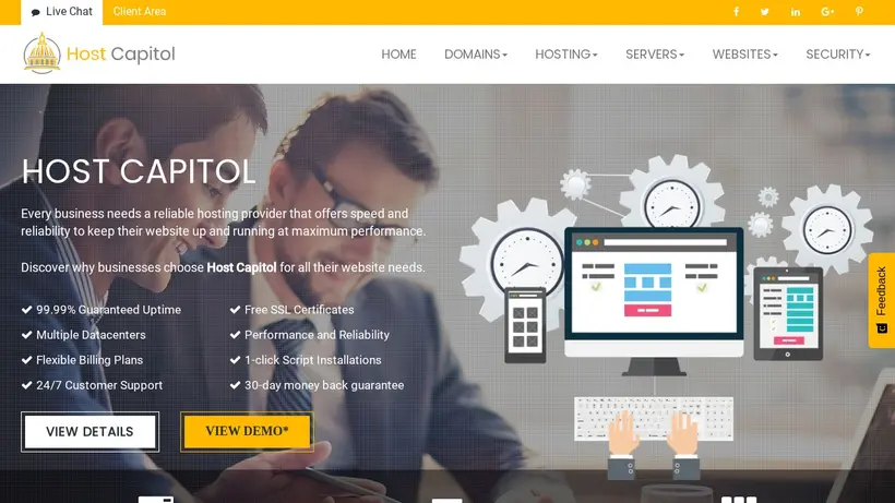 HostCapitol homepage screenshot