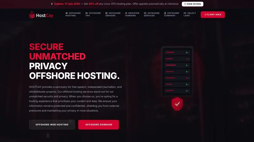 HostCay homepage screenshot