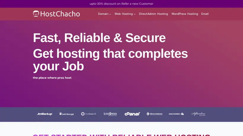 HostChacho homepage screenshot