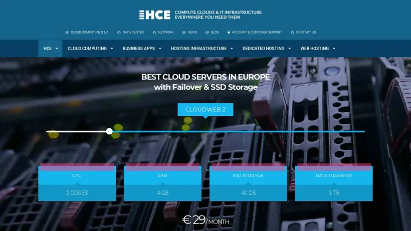 HostcolorEurope homepage screenshot