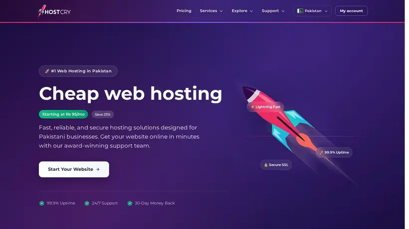 Hostcry homepage screenshot