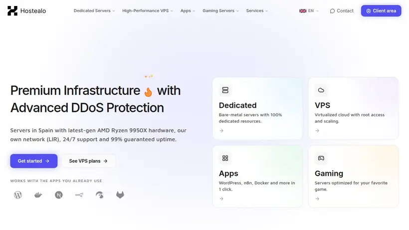 Hostealo homepage screenshot