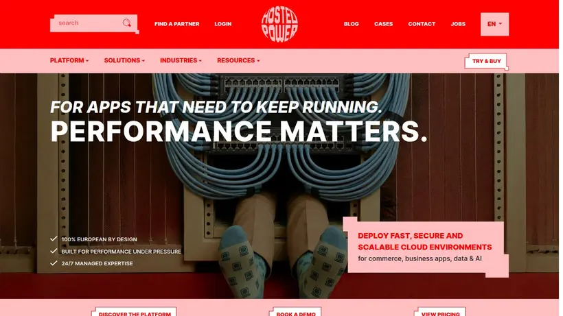 Hosted Power homepage screenshot