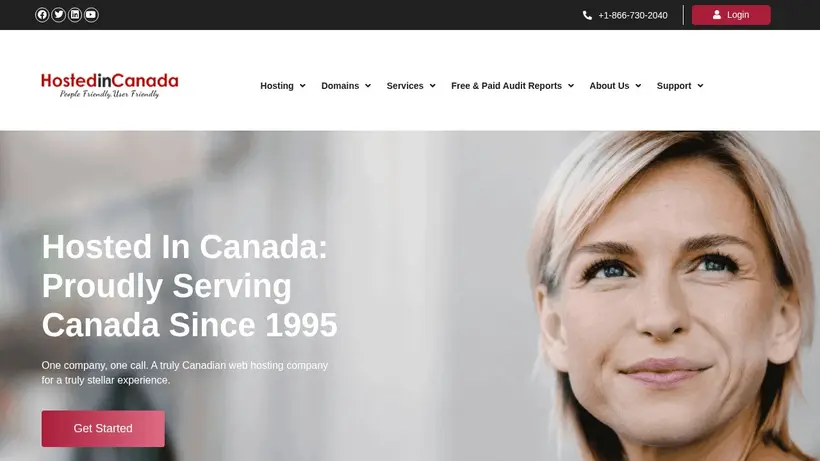 Hosted in Canada homepage screenshot