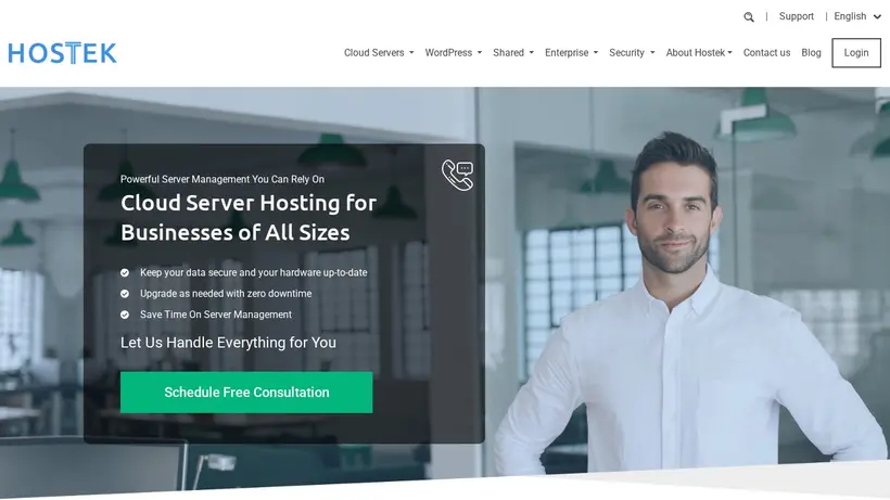 Hostek.co.uk homepage screenshot