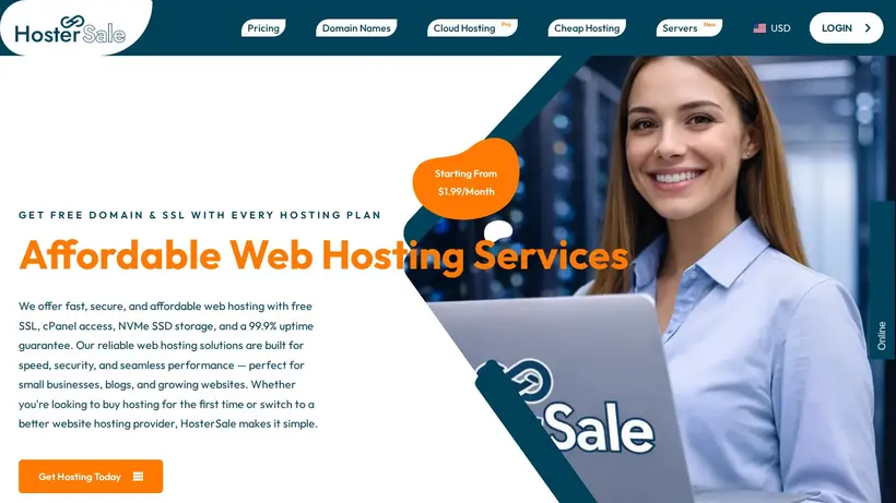 HosterSale homepage screenshot