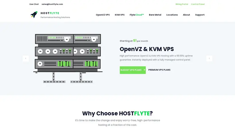 HostFlyte homepage screenshot
