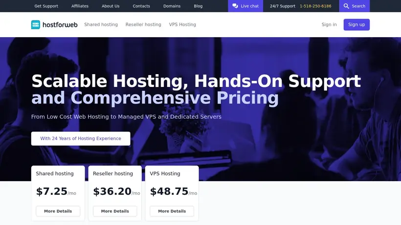 HostForWeb homepage screenshot