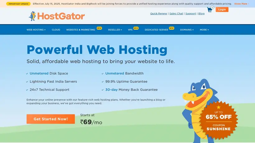 HostGator.in homepage screenshot