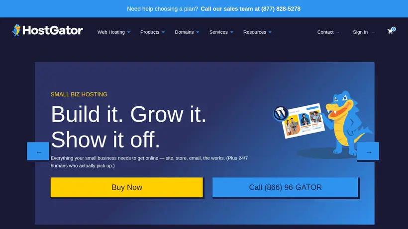 HostGator homepage screenshot