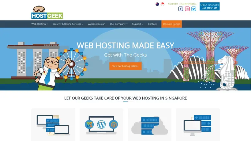 Hostgeek.com.sg homepage screenshot