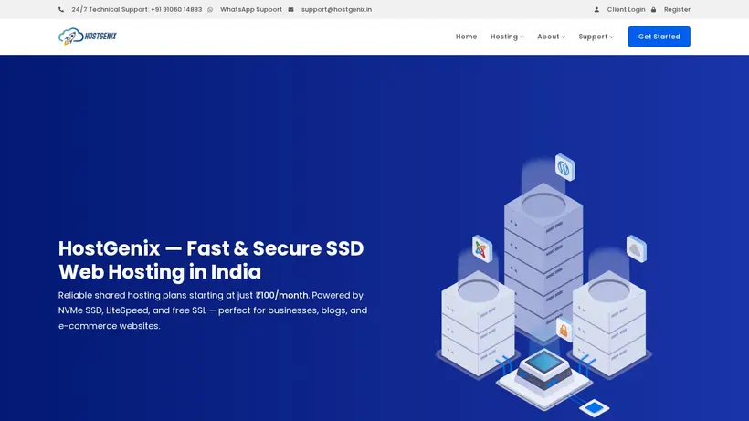 HostGenix homepage screenshot