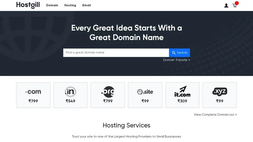 HostGill homepage screenshot