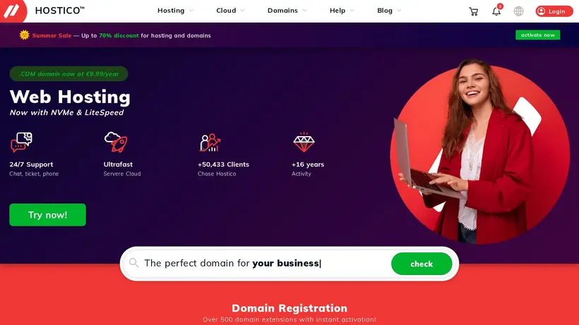 Hostico homepage screenshot