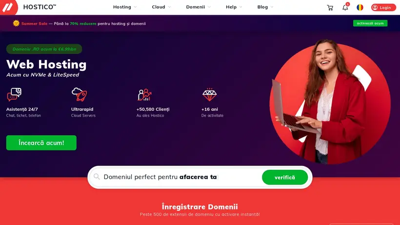 Hostico.ro homepage screenshot