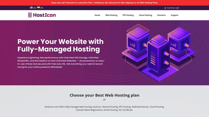 Hosticon homepage screenshot