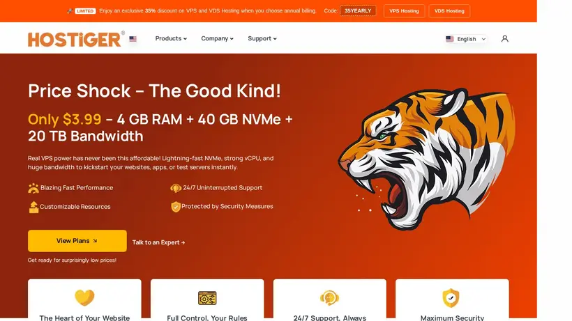 Hostiger homepage screenshot