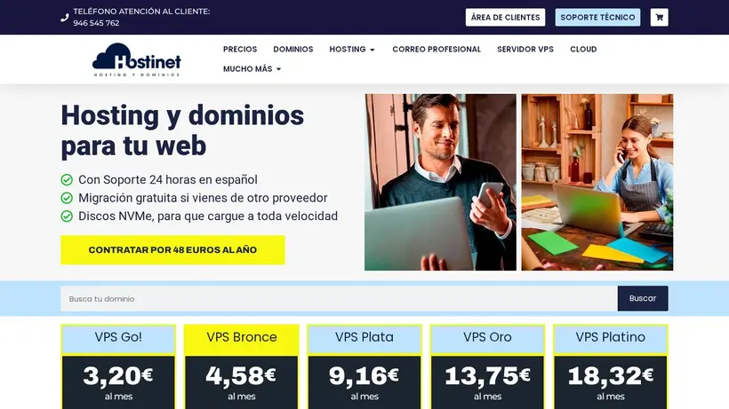 Hostinet homepage screenshot