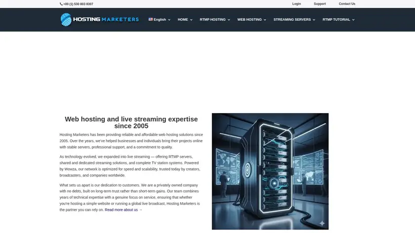 Hosting-Marketers homepage screenshot