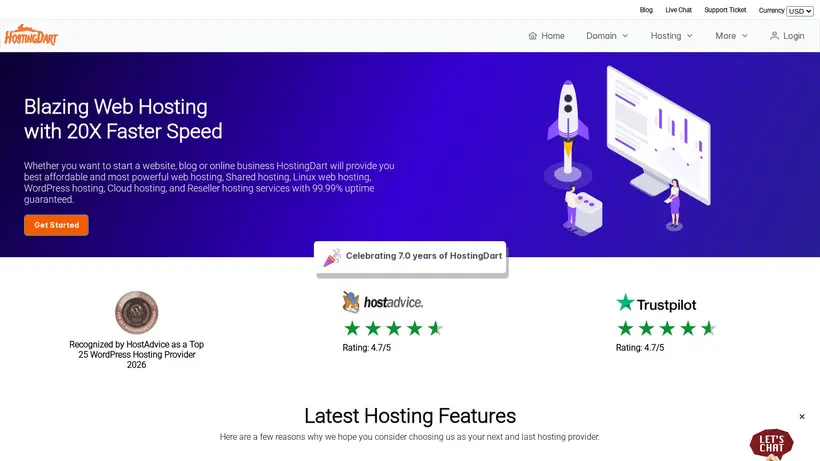 HostingDart homepage screenshot
