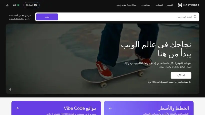 Hostinger.ae homepage screenshot