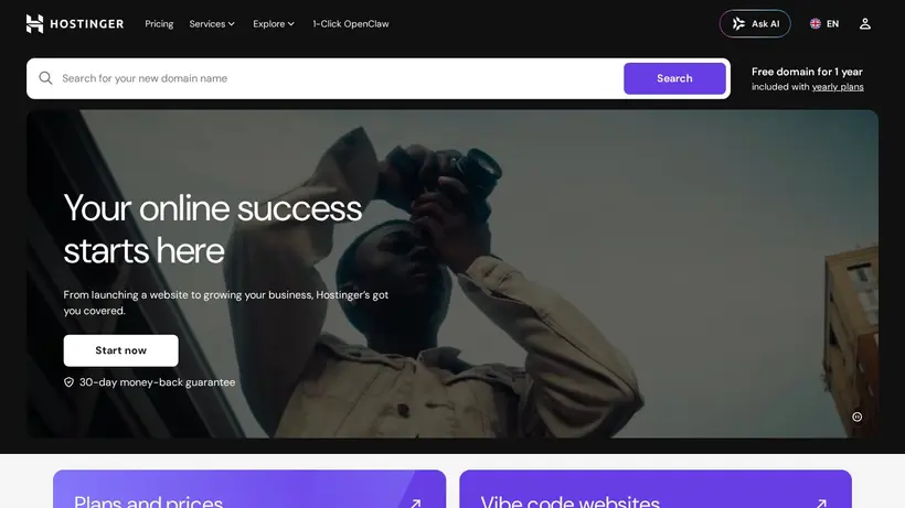 Hostinger.co.uk homepage screenshot