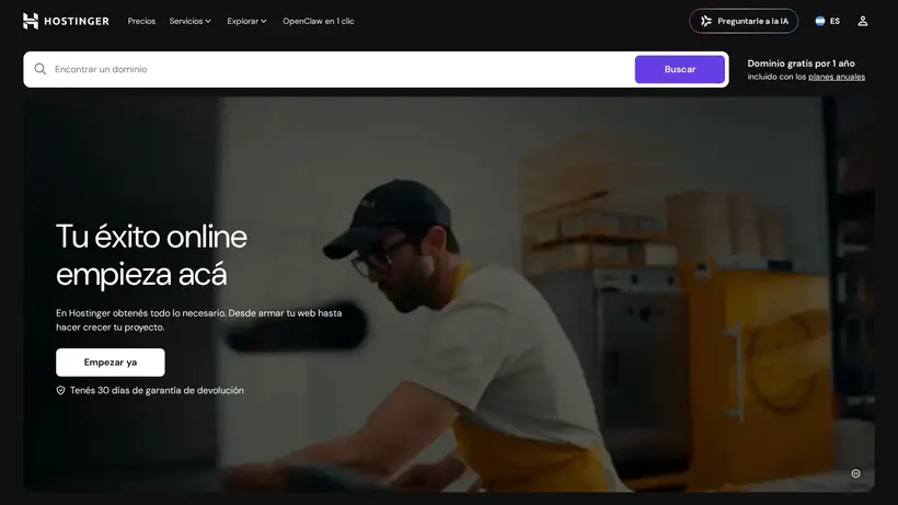 Hostinger.com.ar homepage screenshot