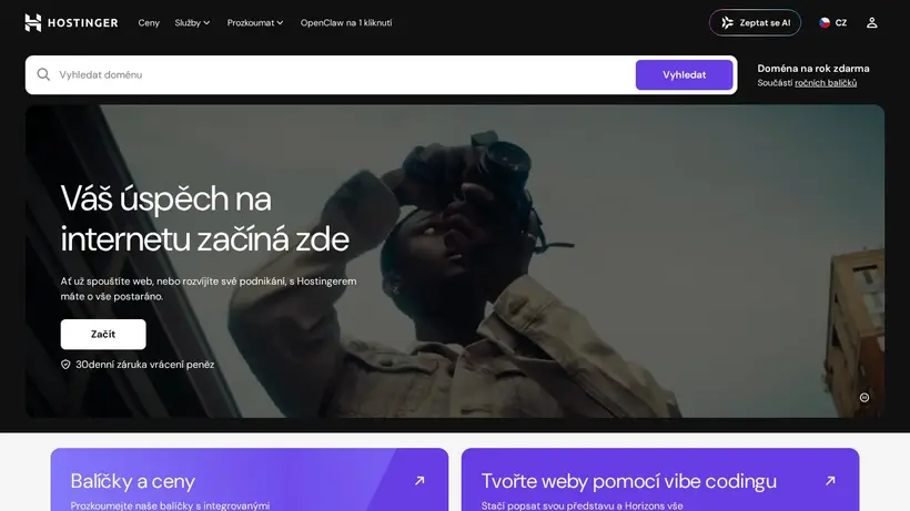 Hostinger.cz homepage screenshot