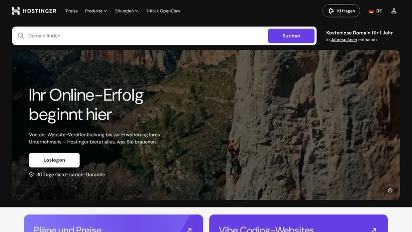 Hostinger.de homepage screenshot