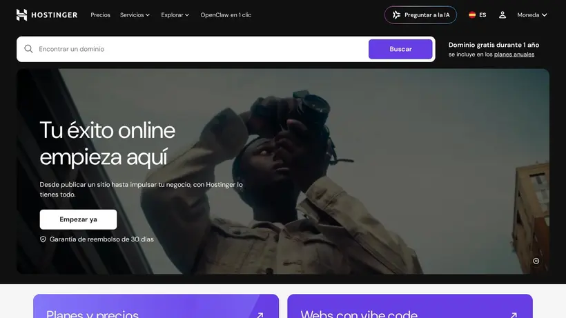 Hostinger.es homepage screenshot