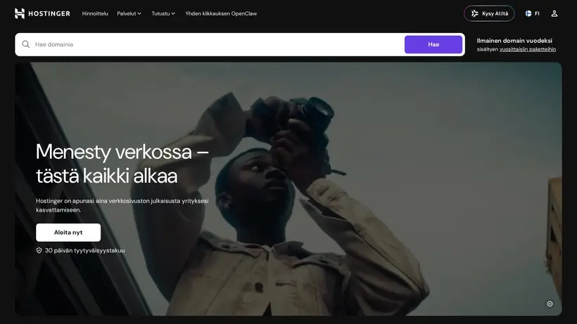 Hostinger.fi homepage screenshot