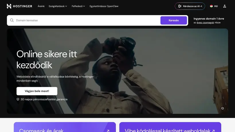 Hostinger.hu homepage screenshot