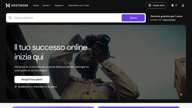 Hostinger.it homepage screenshot