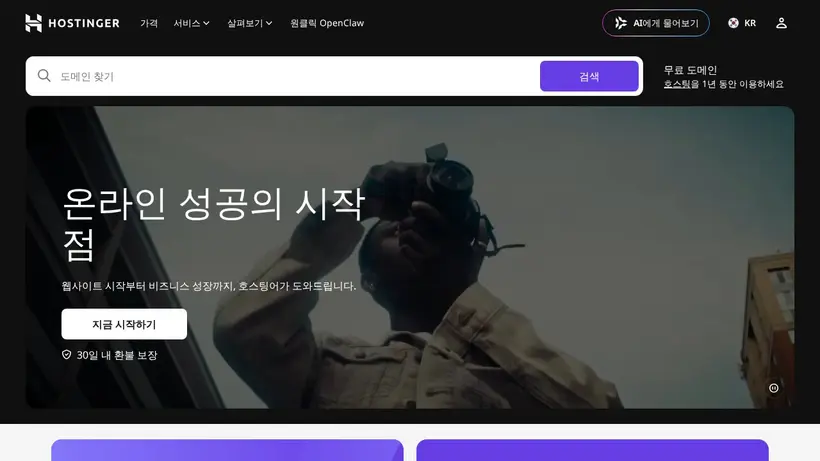 Hostinger.kr homepage screenshot