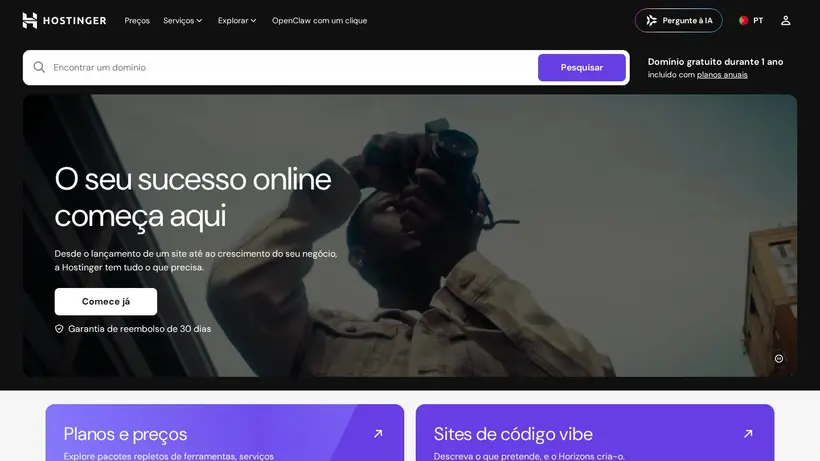 Hostinger.pt homepage screenshot
