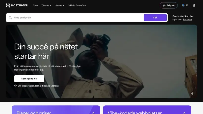 Hostinger.se homepage screenshot