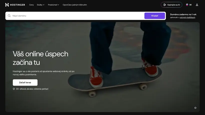 Hostinger.sk homepage screenshot
