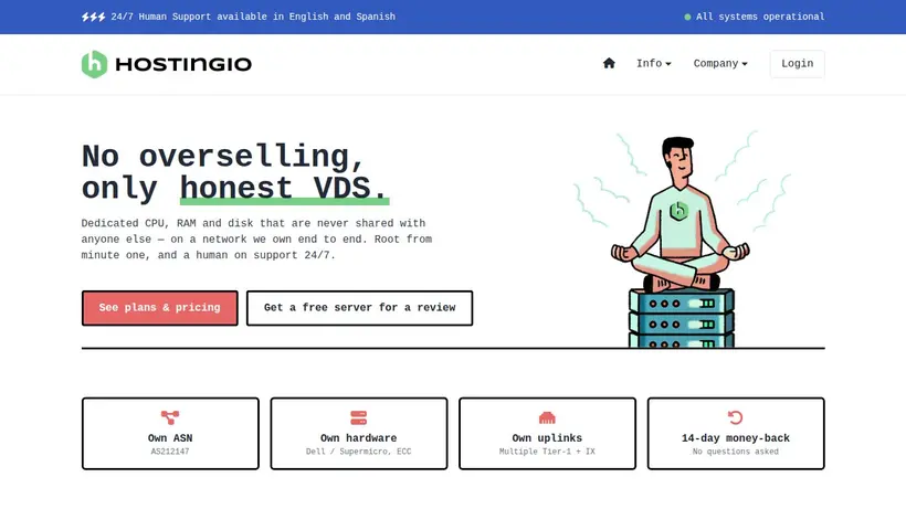 Hostingio homepage screenshot
