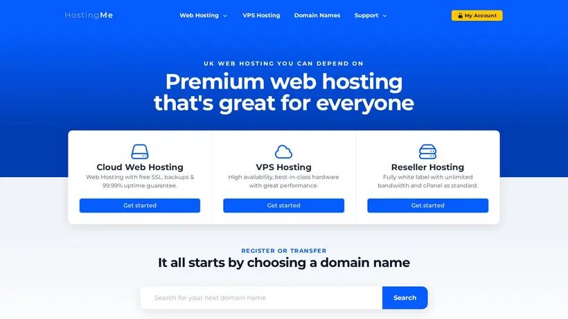 HostingMe homepage screenshot